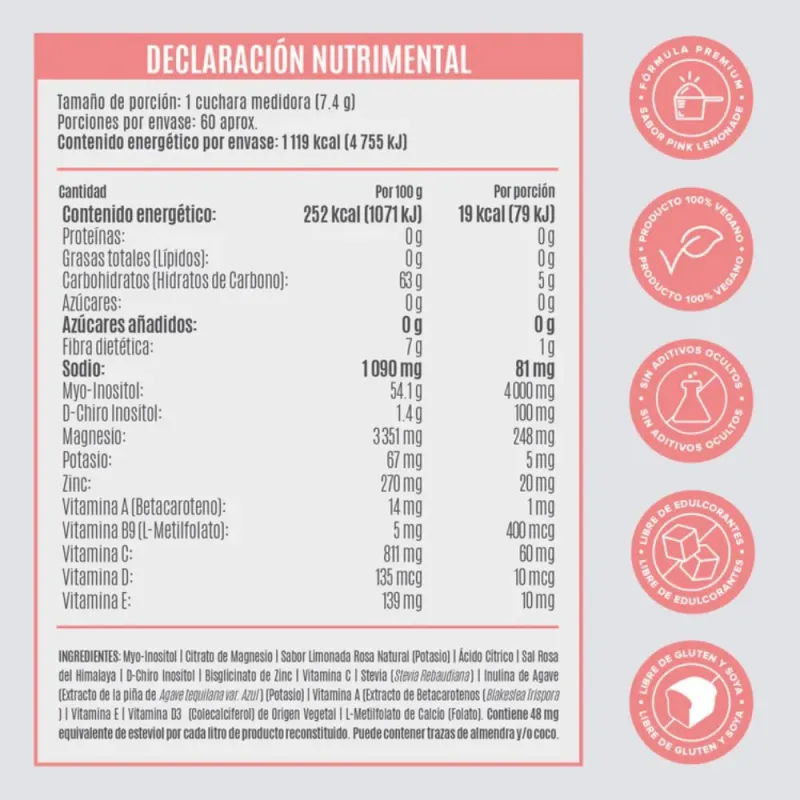 H-Balance Inositol con Magnesio y Vitaminas Pink Lemonade 444 g miniatura 2