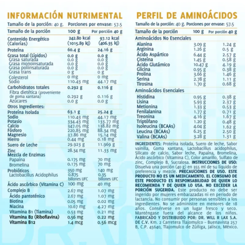 Proteina Isolated Vainilla 2.3Kg miniatura 3