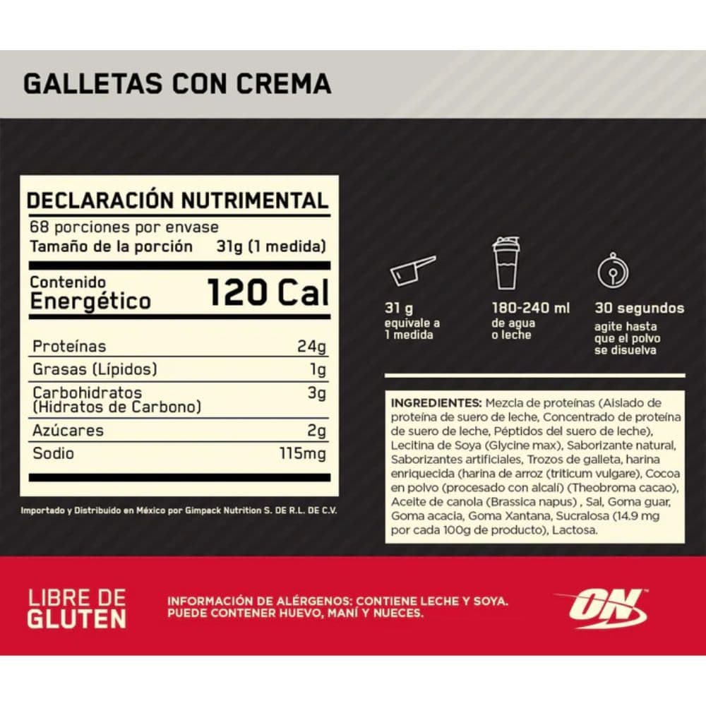 Gold Standard 100% Whey 4.6 Lb Galletas con Crema miniatura 6